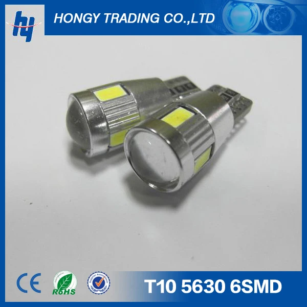 

2PCS Bright White T10/W5W/194/168 5630 6SMD Canbus Error Free Car LED Light Bulb With Lens for Side Reserve Parking Light