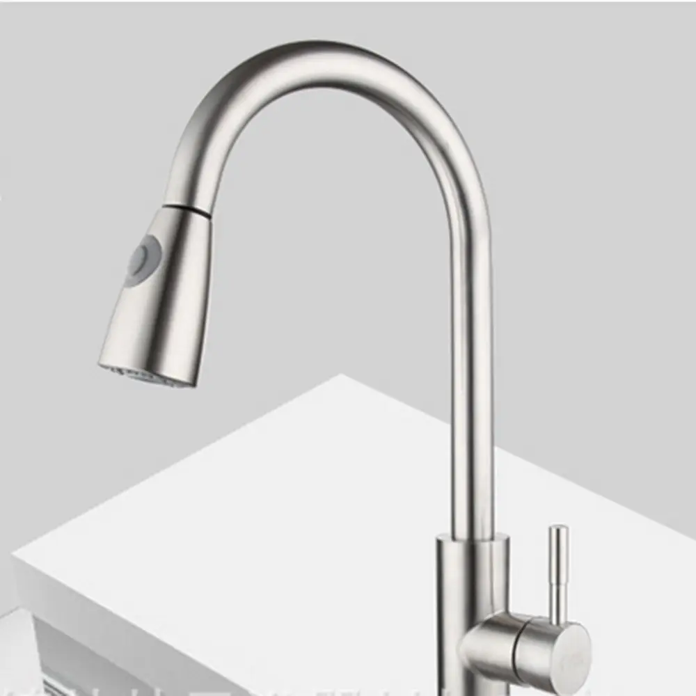 

Kitchen Faucet Silver Single Handle Kitchen Tap 360 Degree Swivel Water Mixer Tap Hot/Cold Water Stainless Bathroom Faucet