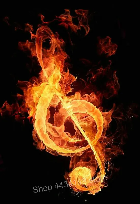 

Hot diy 5d diamond painting fire music icon full square 3d cross stitch home decoration diamond embroidery artwork kit MAA223