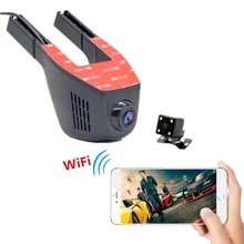 Акции Wi-Fi Камеры Автомобиля Видеорегистратор Мини Автомобильный ВИДЕОРЕГИСТРАТОР Полный HD 1080 P Двойная Камера Dash Cam Автомобиль Регистратор Автомобиля Черный коробка