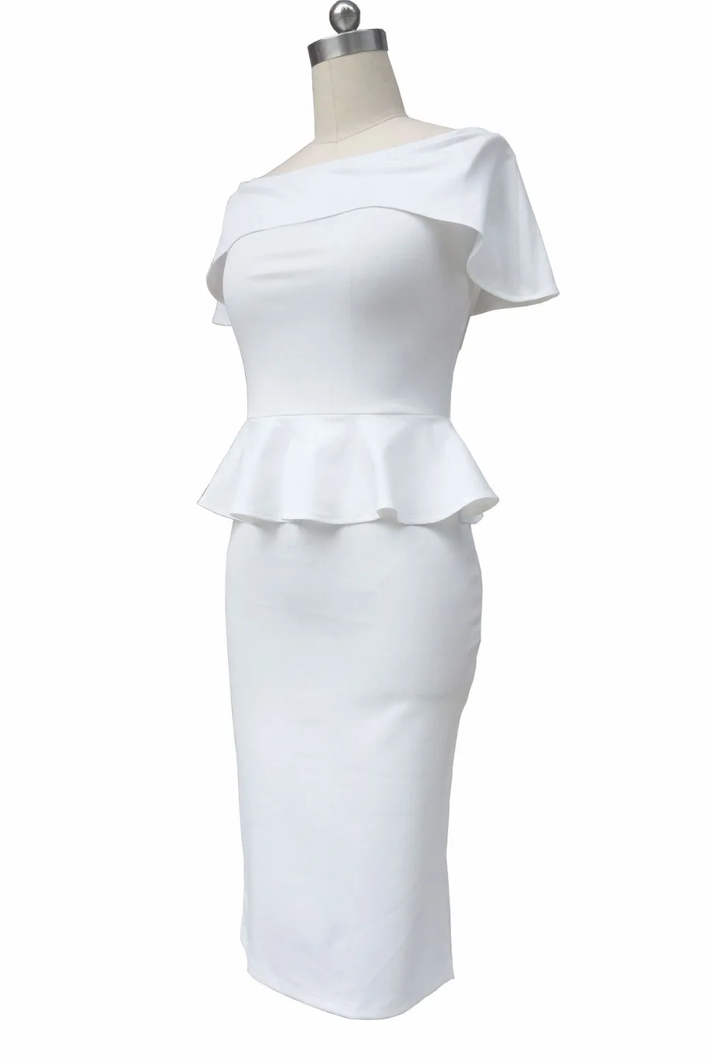 Gladiolus 2018 Summer Slash Neck Off The Shoulder Knee-Length Bodycon Ruffles Office Lady Dress Elegant Party Dresses vestidos  (39)