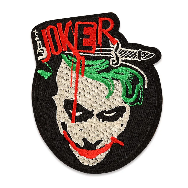 

Joker face Punk Embroidered patch Iron on clothes patches For clothing Movie The Dark Knight Badges Stickers Garment Appliques