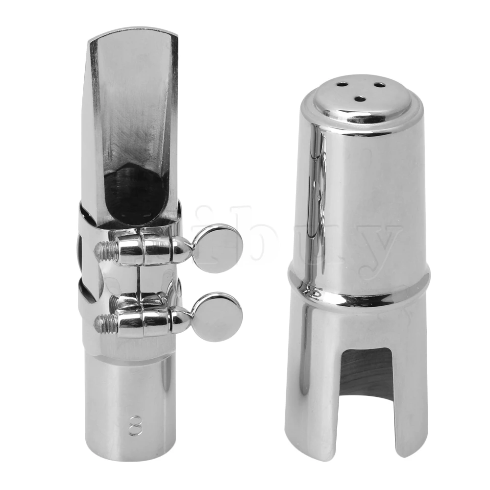 Yibuy Sax Mouthpiece with Cap and Ligature 8 E Flat for Alto Saxophone