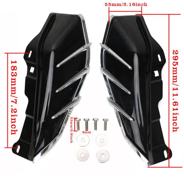 

Chrome Decorated Mid-Frame Air Deflectors for Harley Touring Trike FLHX FLHT FLHR Motorcycle Mid Frame Air Deflector MBJ102