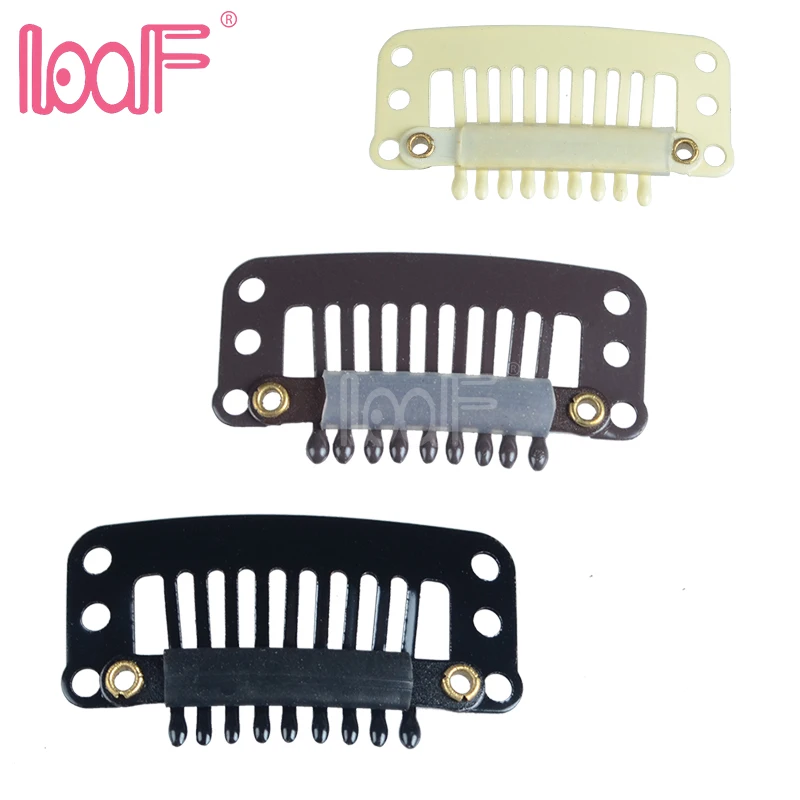 

LOOF 100pcs 32mm 9teeth wig Snap Clips tools with Silicone back for Hair Extensions accessories 3 colors available