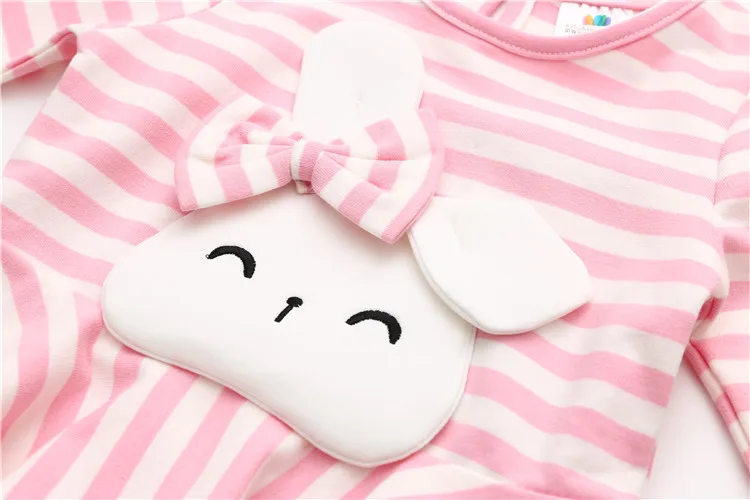 Kids Tops 2018 Fashion Spring Autumn Long Sleeve O-Neck Cute Rabbit Bow Striped Patchwork Baby Tees Little Child Girls T Shirts (12)