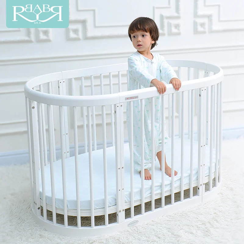 Jual Merek Baby Bed Ramah Lingkungan Boks Bayi Putaran Uni Eropa Gaya Multifungsi Bayi Permainan Bed Solid Wood Circular Tempat Tidur Meja Kursi