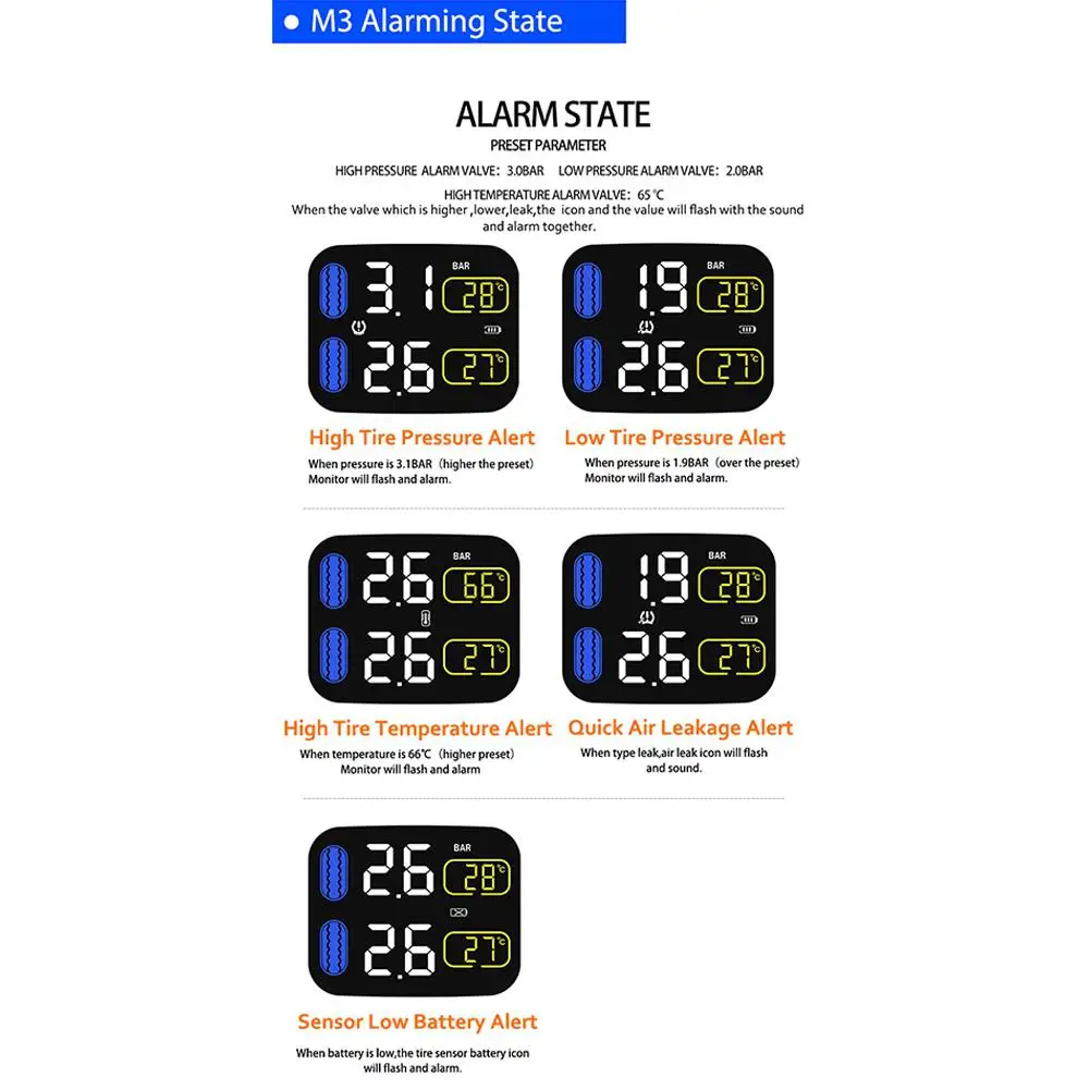 M3 мотоцикл TPMS система мониторинга давления в шинах беспроводной ЖК дисплей мото