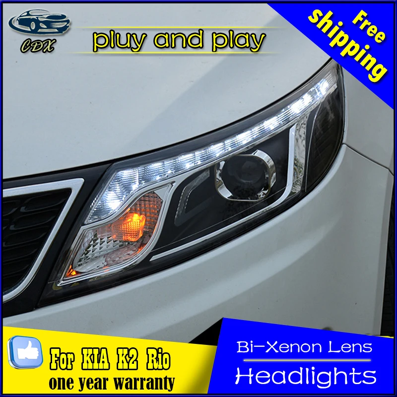 

Car Styling Head Lamp for Kia K2 Rio LED Headlight 2012-2014 Korea Design LED DRL Daytime Running Light Bi-Xenon HID Accessories