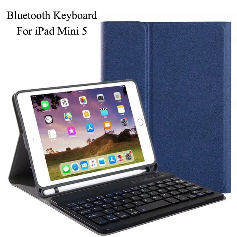

Case For iPad Mini 5 2019 Ultra Thin Detachable Wireless Bluetooth Keyboard With Pen Slot Case cover For iPad Mini5 Mini 5 +Gift