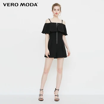 

Vero Moda New Women's Ruffled Shoulder Straps Zipped Short Jumpsuit | 318378503