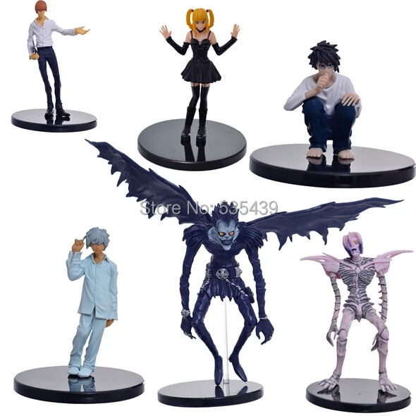 

NEW Hot 6pcs/set 7-16cm Death Note Aurora Deathnote Ryuuku Light Yagami Ryuk Action Figure toys dolls