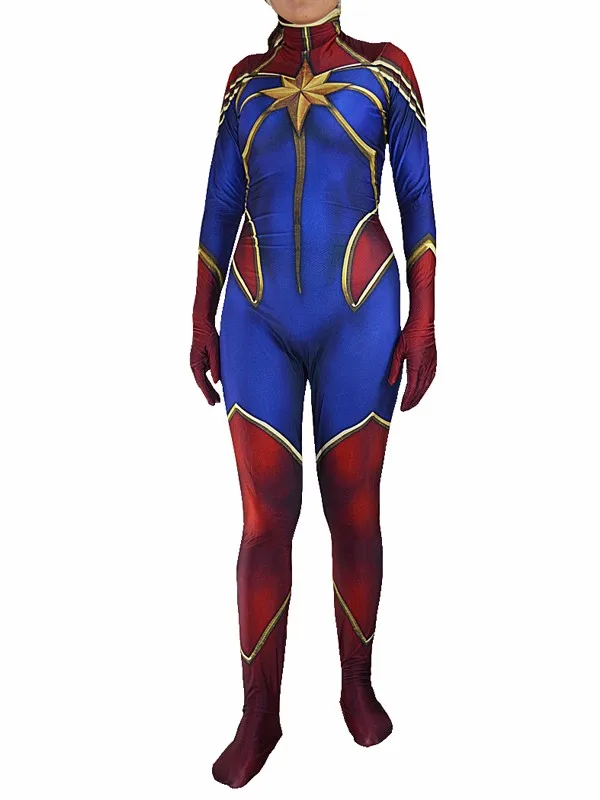 MS Marvel костюм Капитан Марвел костюм 3D принт Зентаи костюм спандекс супергероя Косплэй Хеллоуин костюм