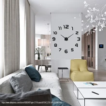 ФОТО new metal modern 3d digital diy wall clock acrylic evr metal mirror home decor super 130cm x 130cm factory free shipping