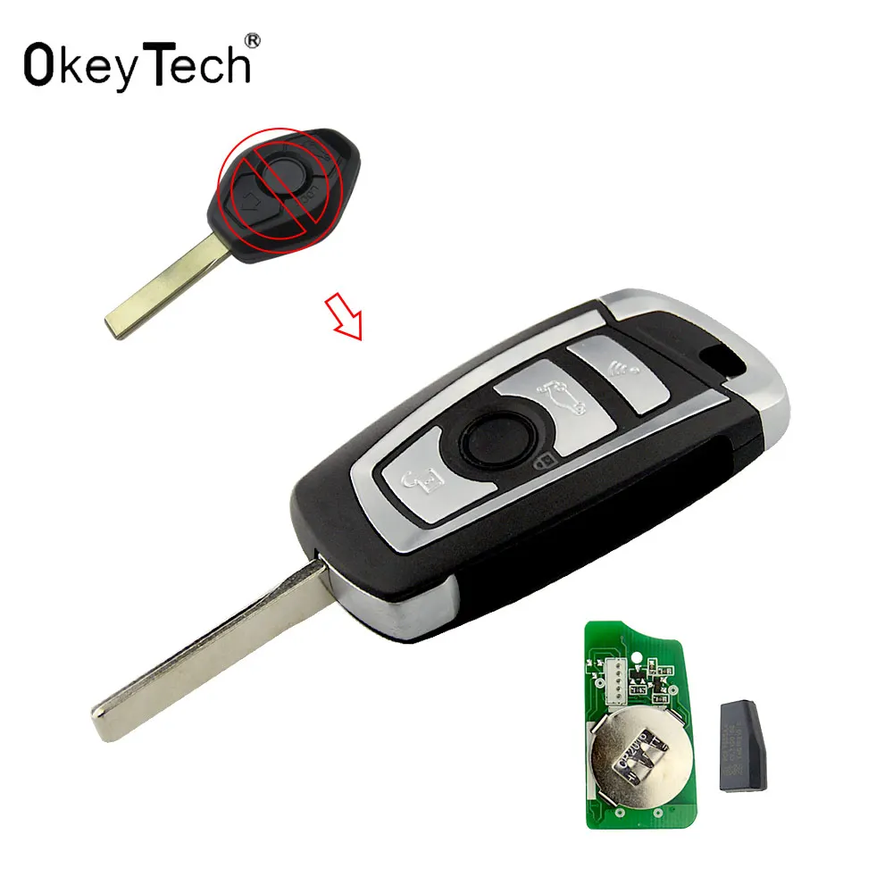 

OkeyTech Remote Car Key for BMW EWS System PCF7935 Chip 315MHz or 433MHz for e46 e39 e90 X3 X5 Z3 Z4 1 3 5 7 Series HU92 Blade