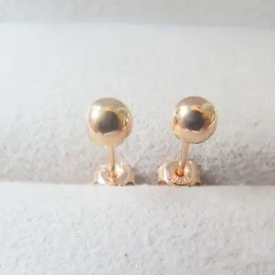 

Solid 18K Rose Gold Stud Earrings 4mm Shiny Ball Stud Earrings Au750