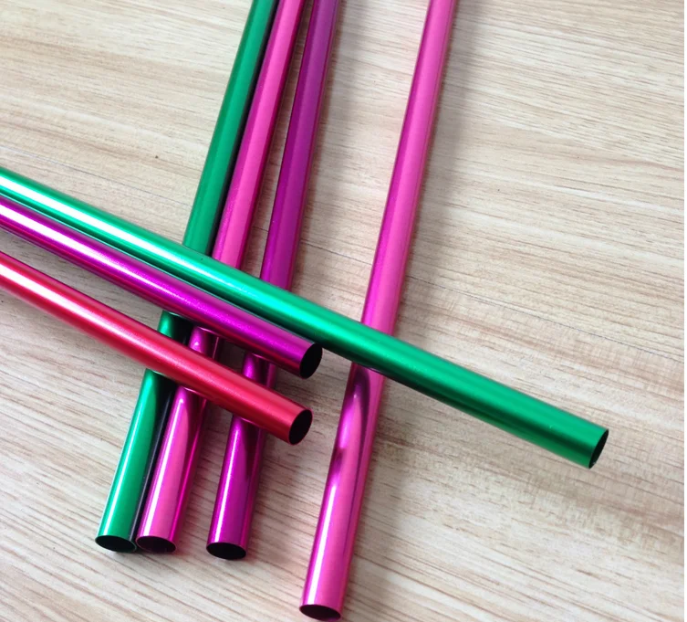 Aluminum Drinking Straws 10pcs/lot Colorful Food Grade Straws Mixed