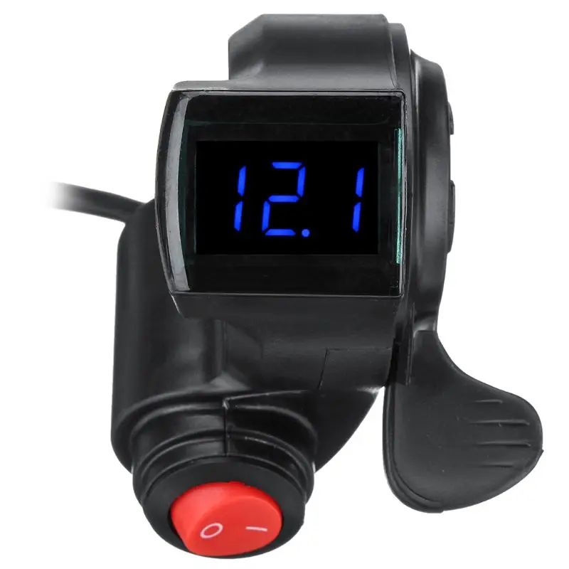 Excellent 1 Set Electric Vehicle Voltage Display Switch Handle Finger Thumb Throttle Scooter with Power LED Display Handlebar Grips for E- 3