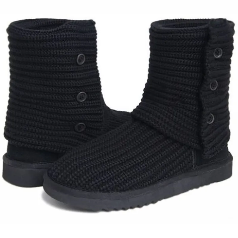 

2018 new fashion Australian wool boots 3 button short boots knit thick wool snow boots brand IVG with gifts