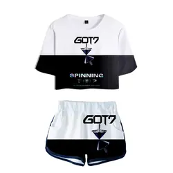 2019 Прямая поставка kpop GOT7 Джексон JinYoung Объёмный рисунок (3D-принт) Двойка комплекты Для женщин моды девушка футболки Harajuku Шорты одежда