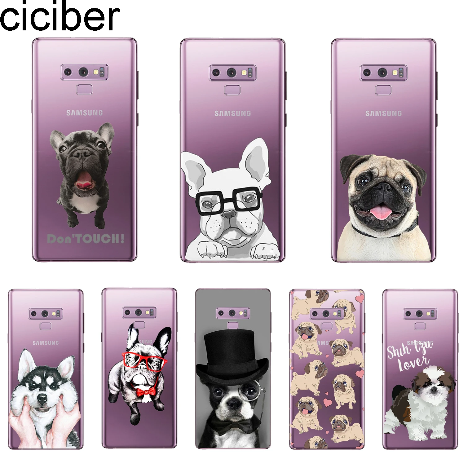 

ciciber Cover For Samsung Galaxy Note 10 Plus Case Note 9 8 5 4 3 Phone Cases Soft Silicone Shell Pug French Bulldog Coque Funda