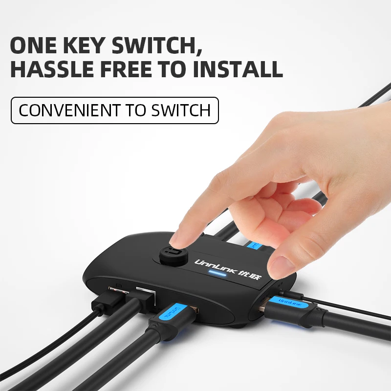 Unnlink 2 порта HDMI KVM переключатель с расширителем 4K 1080P USB2.0 обмен монитор принтер
