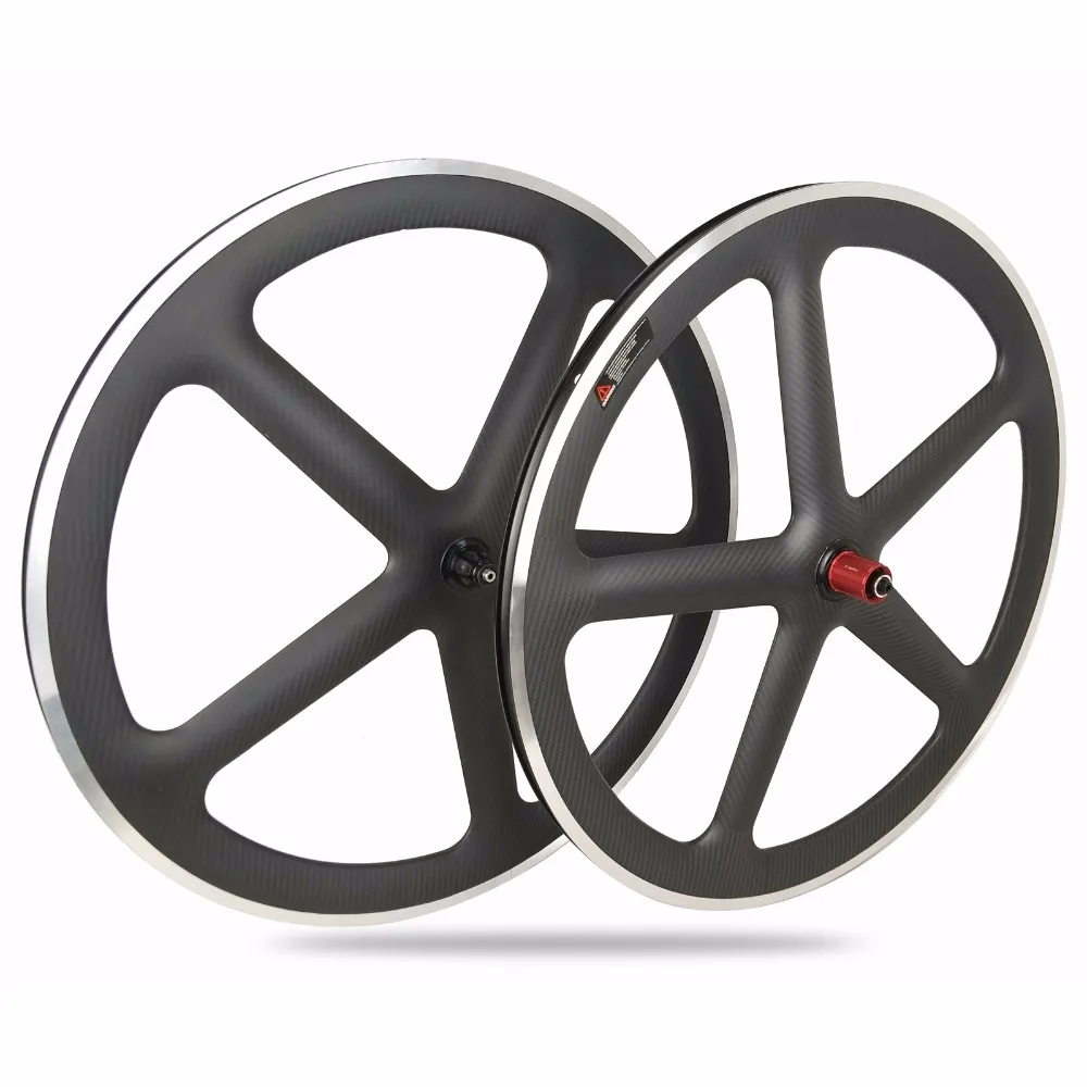 

CRATIC Cool Style 700C Full Carbon 5 Spokes Clincher Wheels Road Bike Wheelset with Aluminum Brakes 3k Matte Finished