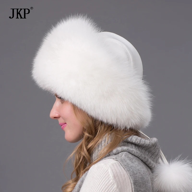 Зимняя меховая шапка, шапка из натурального меха лисы, осенняя и зимняя женская зимняя шапка-бомбер