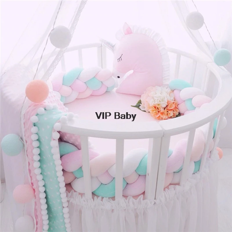 

Cute Baby Braided Crib Bumpers Knot Pillow Cushion Nursery Bed Set Room Dector Baby Crib Protector Bed Backrest Fourply 1M 2M