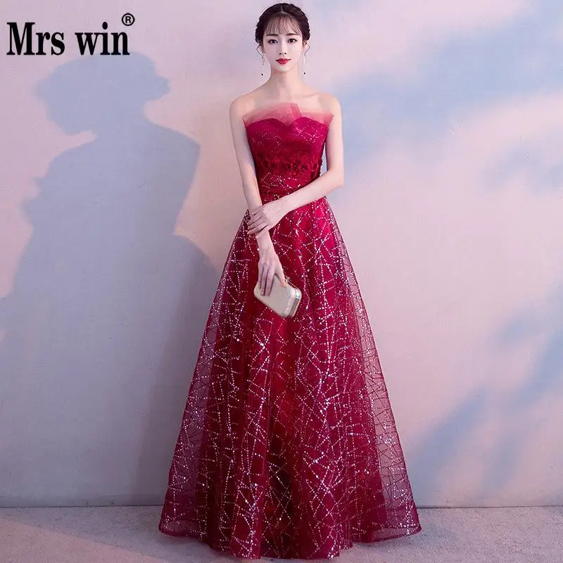 Vestido de festa 2019 Mrs Win The party prom сексуальное винтажное вечернее платье трапециевидной