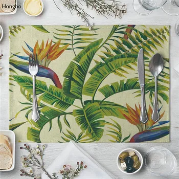 

Placemat Table Mat Tropical plants Floral Printed For Tables Heat-insulation Linen Kitchen Dining Pads