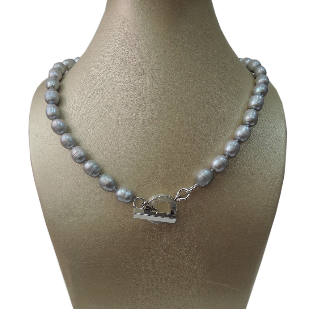 Ожерелье из натурального пресноводного жемчуга-серое жемчужное ожерелье-очень красивая застежка