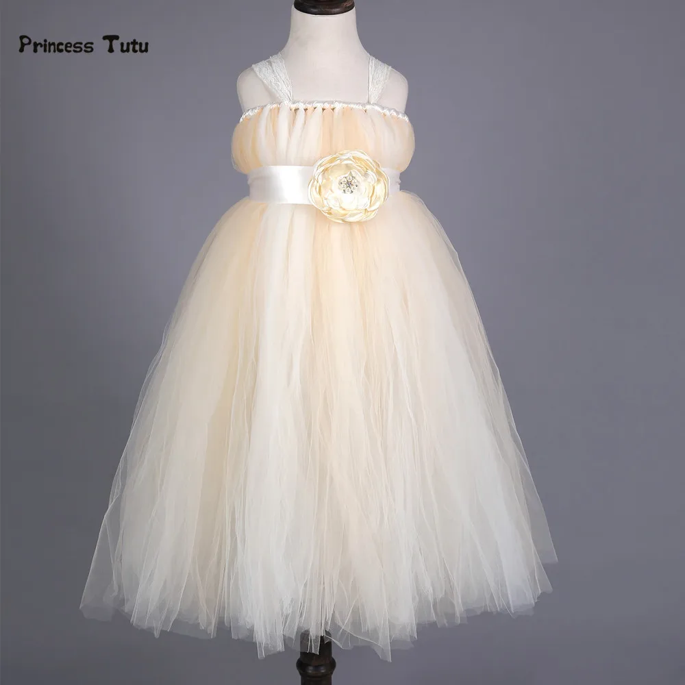 New Flower Girl Dress Baby Wedding Bridesmaid Lace Tulle Princess Girls Formal Dress Handmade