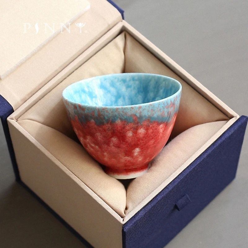 

PINNY 70ML Handmade Pit Degeneration Master Cup Pigmented Ceramic Tea Bowl Gift Box Chinese Kung Fu Teacups