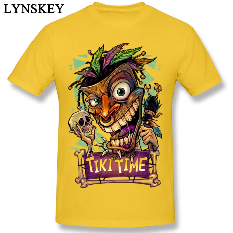 Design Tops T Shirt Fashion Round Neck Short Sleeve Tiki Man Cotton Fabric Men T-shirts Family Summer/Autumn Tee Shirt yellow