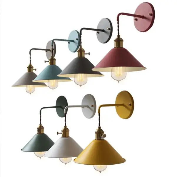 

modern blue yellow iron single head wall light living room lamp aisle stairs bedroom bedside umbrella wall lamps ZA926017