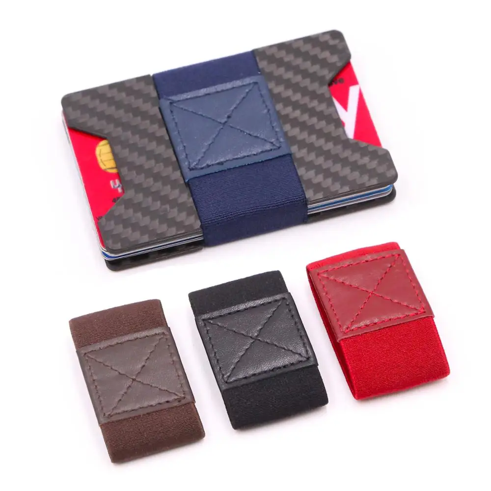 Slim Wallets for Men Carbon Fiber Wallet RFID Blocking Money Band Credit Card Holder Horizontal