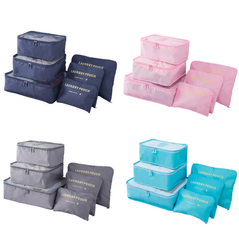

6Pcs Travel Storage Bags Waterproof Clothes Storage Bags Packing Cube Travel Luggage Organizer Pouch