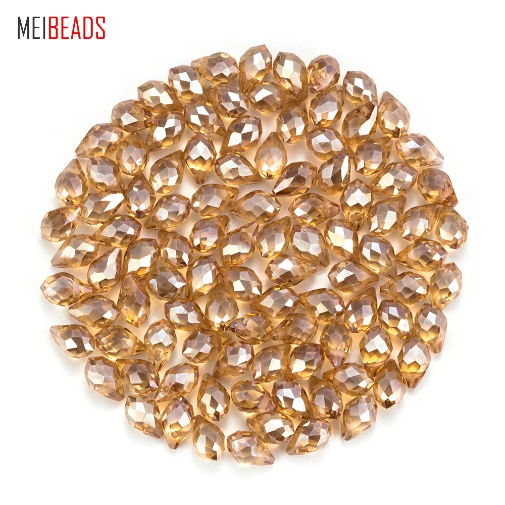 

MEIBEADS 20pcs 8*5mm Trendy Glass Water Drop Polyhedral Beads Spacer Beads For Accessories Fit Bracelet DIY Jewelry MakingEY6109