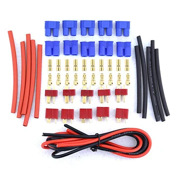 

20pcs Deans Style T-Plug EC3 Female Male Adapter Connector Kit For RC LiPo Battery ESC Replacement Parts [Contains 14 Wire