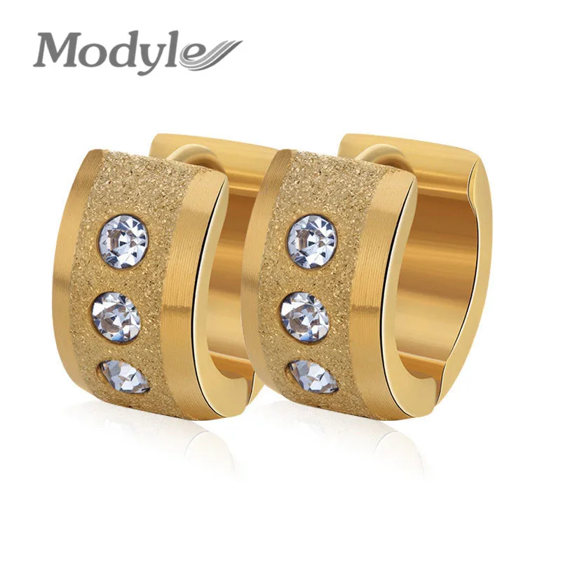 Женские серьги гвоздики из нержавеющей стали Mostyle маленькие золотого цвета 316L с