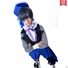 COS Ciel Phantomhive Аниме Черный Батлер Косплэй Хэллоуин мода цирк Костюмы комплект полный набор 4in1(топ+ Брюки для девочек+ жилет+ шляпа