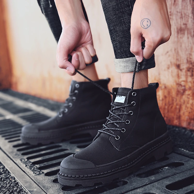 

JIHCI High Quality Split Leather Boots Men Working Boot Men 2018 Warm Autumn Winter Boots Men Sneakers Botas Tacticos Zapatos