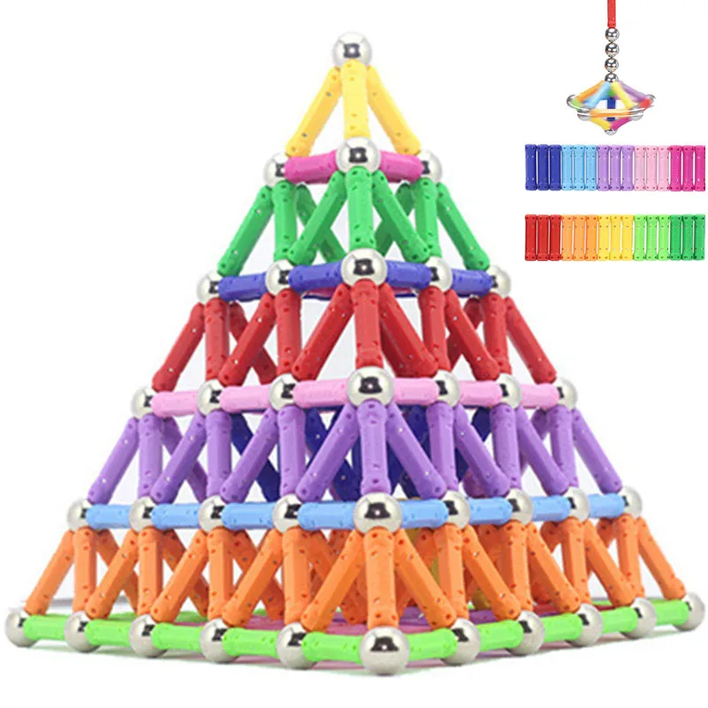 

Diy Magnetic Building Blocks Magnet Toy Bars Metal Balls Construction Toys For Children Intelligence Early Educational Game Toy