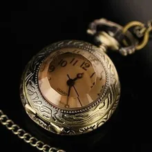 Купон по оптовой цене хорошее качество мода ретро хороший бронзовый кофе и белый стекло карманные часы ожерелье с цепочкой
