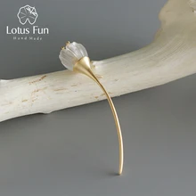 Lotus Fun реальные 925 пробы серебро Природный кристалл ручной работы дизайнер ювелирных украшений Нежный Свежий цветок броши для Для женщин