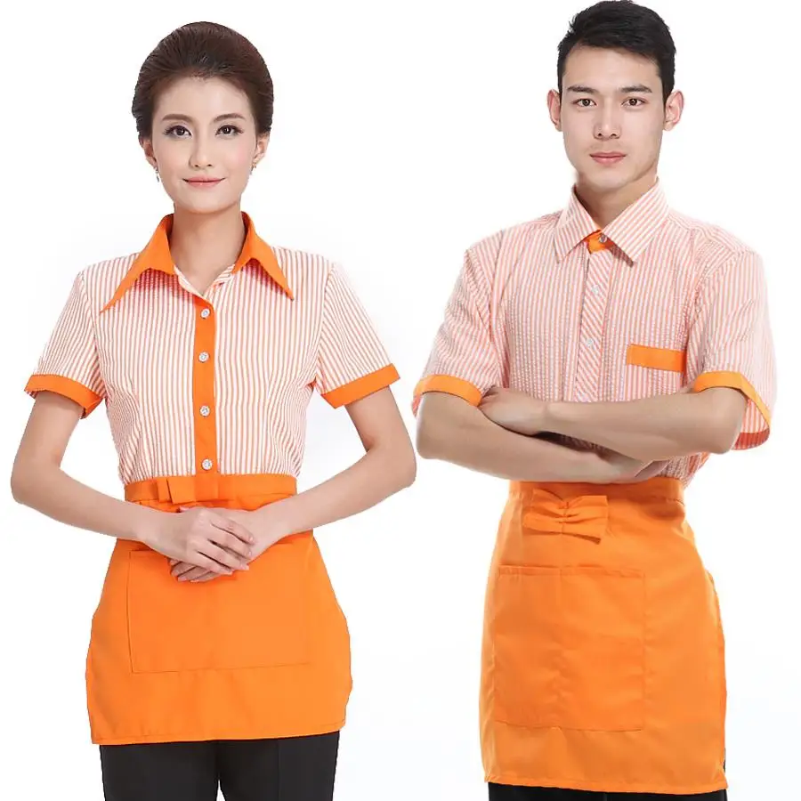 Hotel Waiter Service Shirts Restaurant Fast food Short Sleeved Uniforms