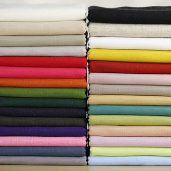 

140cm Width Pure Plain Solid Color Linen Cotton Material Bamboo Clothing Curtain Apparel Fabrics Linen Pure Cotton Fabric
