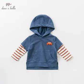 

DBW10266-1 dave bella spring baby boys fashion hooded T-shirt children boutique tee kids pullover tops