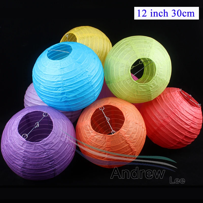 10Pcs/lot 12Inch 30cm Chinese Paper Lanterns Led Lampshade Can Children